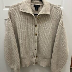 Rachel Zoe Beige Button-Up Cardigan